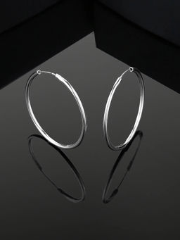 Estele - Rhodium Plated Trendy Fashion Hoop Earrings for Girls and Women