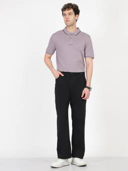 Ben Sherman - Men Grey Solid Mod Stripe Regular Fit Polo T-Shirt