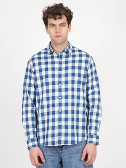 Ben Sherman - Men Blue Gingham Check Regular Fit Shirt