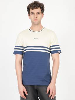 Ben Sherman - Men Blue Color Block Regular Fit T-Shirt