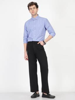 Ben Sherman - Men Blue Striped Fine Vertical Stripe Regular Fit Shirt