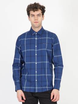 Ben Sherman - Men Blue Checked Windowpane Check Regular Fit Shirt