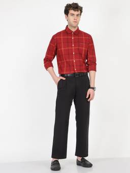 Ben Sherman - Men Red Checked Windowpane Check Regular Fit Shirt