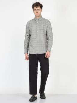 Ben Sherman - Men Grey Checked Box Check Regular Fit Shirt