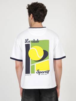 Ben Sherman - Men White Printed Modern Tennis Graphic T-Shirt
