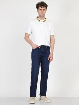 Ben Sherman - Men Dark Blue Washed Dark Indigo Raw Hem Jeans