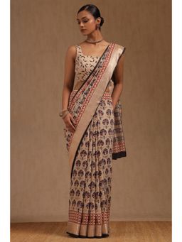 Soch - Beige Viscose Ethnic Motifs Saree with Unstitched Blouse
