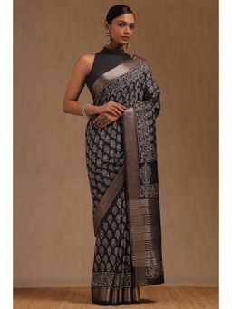 Soch - Black Viscose Ethnic Motifs Saree with Unstitched Blouse