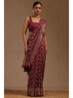 Soch - Pink Viscose Ethnic Motifs Saree with Unstitched Blouse