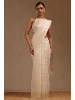 Soch - Ivory Tussar Woven Design Saree with Unstitched Blouse