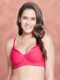 Shyaway - Susie By Shyaway Fuchsia Pink Satin Neck Cotton Padded Everyday Bra
