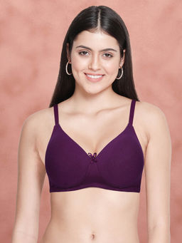 Shyaway - Susie By Shyaway Dark Purple Solid Cotton Padded Everyday Bra