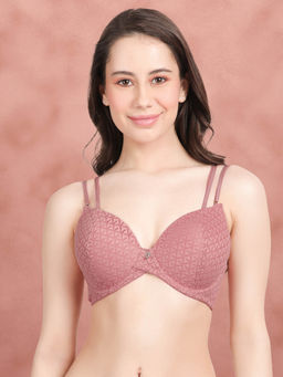 Shyaway - Susie By Shyaway Coral Pink Double Straps Criss Cross Front Padded Wired Bra