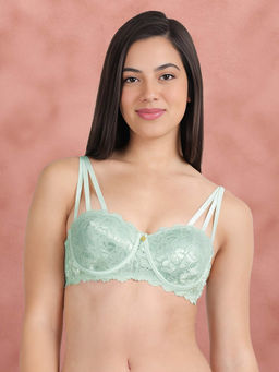 Shyaway - Susie By Shyaway Mint Green Padded Designer Lace Strappy Front Bra