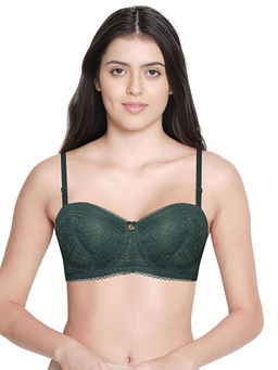 Shyaway - Susie By Shyaway Dark Green Padded Wired Balconette Designer Bra
