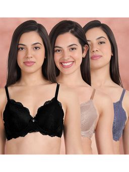 Shyaway - Susie By Shyaway Full Cup Lace Padded Wired Bra (Pack of 3)
