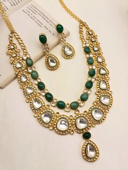 AG'S - Zinnia Green Kundan Long Jewellery Set