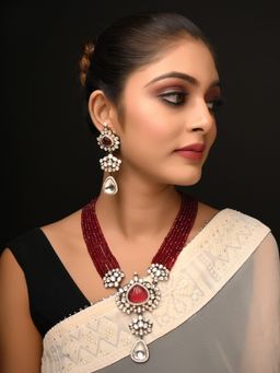 AG'S - Raniya Maroon and Rhodium Plated Victorian Set