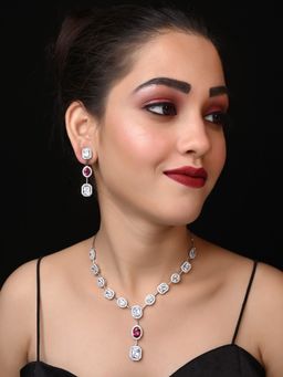 AG'S - Divi Pink American Diamond Necklace Set