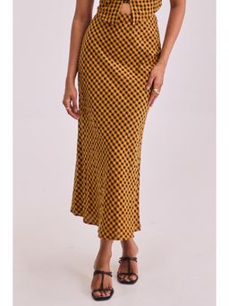 Urban Suburban - Yellow Gingham Checks Midi Skirt