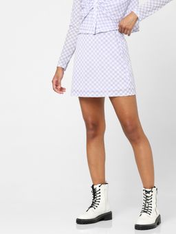 ONLY - Women Checked Purple Skirt