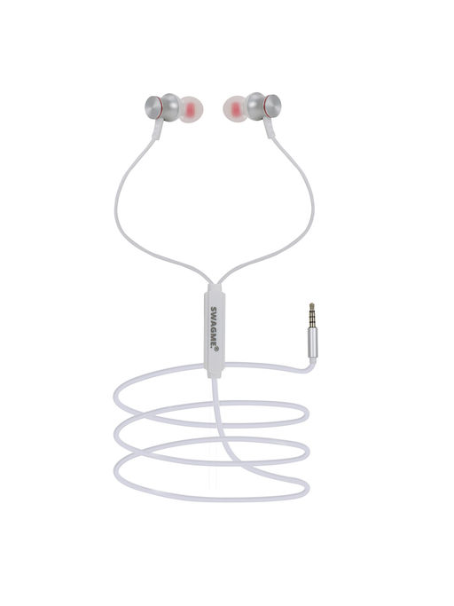 Swagme 12mm Copper Bass IE008 in-Ear Wired Earphones with Mic (White)