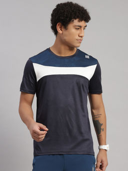 Rock.it - Men Self Design Round Neck Polyester Grey T-Shirt