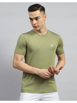 Rock.it - Men Solid Round Neck Blended Green T-Shirt