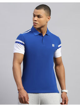 Rock.it - Men Solid Collar Neck Pure Cotton Blue T-Shirt