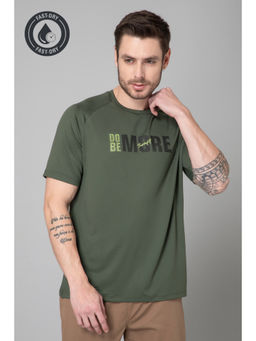 TURNFIT - Olive Green Moisture Absorbing Half Sleeve T-Shirt for Men