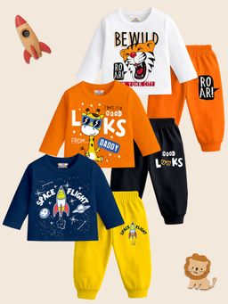 Kuchipoo - Baby Boy Regular Fit Cotton Joggersuit Set (Pack Of 3)