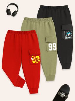 Kuchipoo - Boys Multi-Color Cargo Joggers (Pack Of 3)