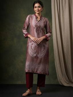 Gahan - Women Paisley Printed Kurta with Pant - Brown