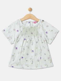 R&B - All Over Printed Regular Girls Green Top