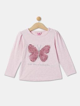R&B - Graphic Regular Fit Girls Pink T-Shirt