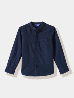 R&B - Textured Regular Boys Navy Blue Shirt