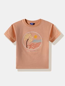 R&B - Embroidery Regular Boys Peach T-shirt