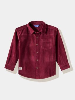 R&B - Textured Regular Boys Maroon Shirt