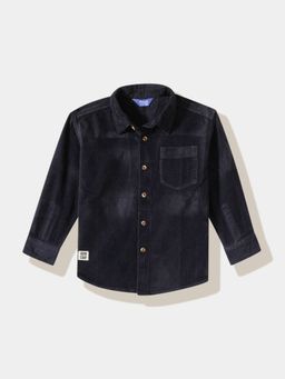 R&B - Textured Regular Boys Navy Blue Shirt