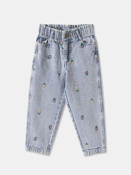 R&B - Embroidered Regular Girls Blue Jeans