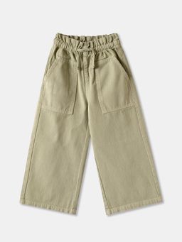 R&B - Solid Wide Girls Green Pant