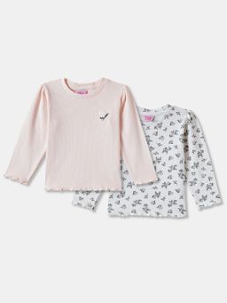 R&B - Floral Regular Girls Multi-Color T-Shirts (Pack of 2)