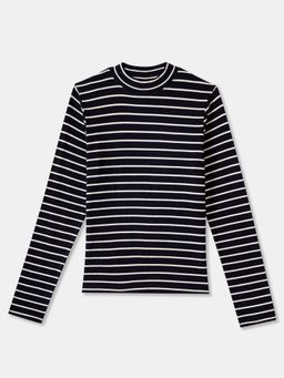 R&B - Striped Regular Girls Navy Blue T-shirt