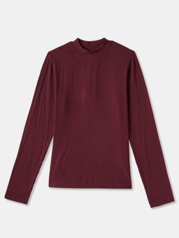 R&B - Textured Regular Girls Maroon T-shirt