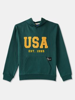 R&B - Applique Relaxed Boys Green Hoodie