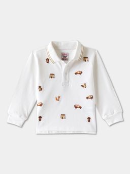 R&B - Embroidery Regular Boys White Polo T-shirt