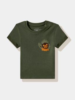 R&B - Embroidered Relaxed Boys Olive T-shirt