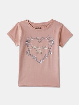 R&B - Floral Regular Girls Beige T-Shirt