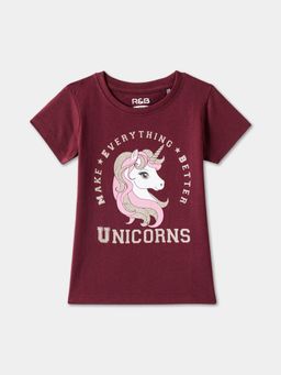 R&B - Graphic Regular Girls Maroon T-Shirt