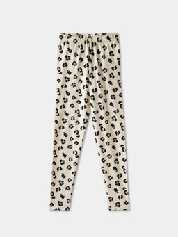 R&B - Animal Print Fitted Girls Beige Leggings